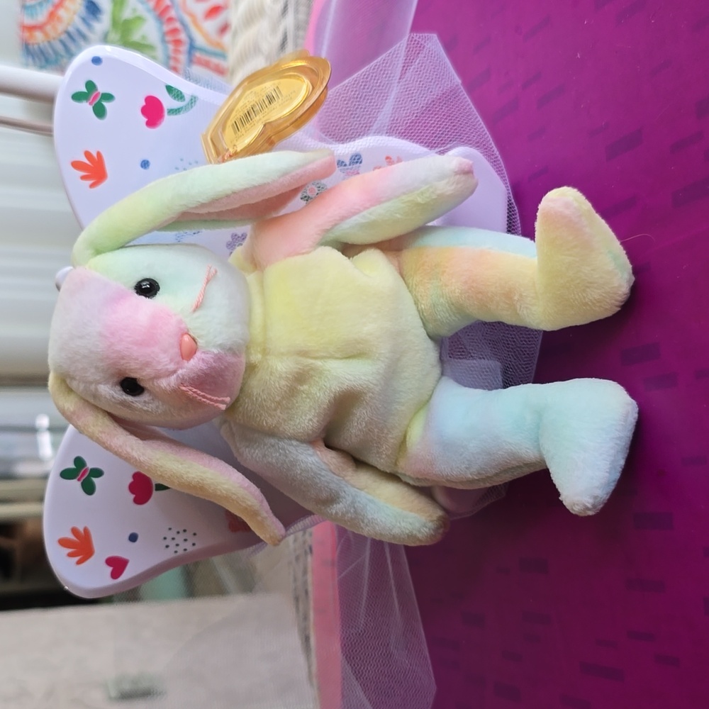 Ty Beanie Baby "Hippie" Pastel Tye-Dyed Plush Bunny